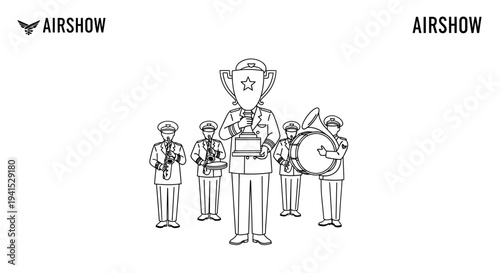 Military Band Leader Wins Trophy with Team, Celebrating Victory and Achievement