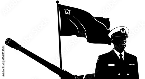 Military Parade: Soldier, Tank, and Flag