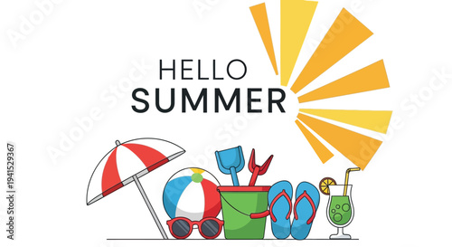 Set of summer vacation icons vector