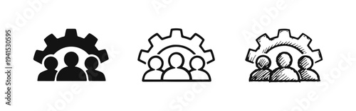 Teamwork, Collaboration, or Group Management Icons Set