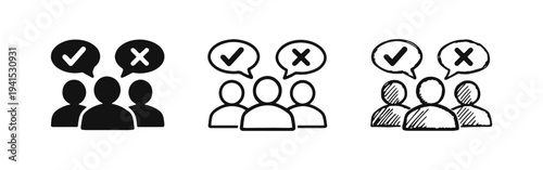 Feedback and Decision Making Icon Set - Approval and Disapproval Speech Bubble Icons.