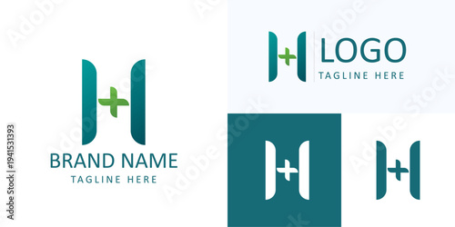 H bio medical logo with cross symbol for healthcare clinic brand identity