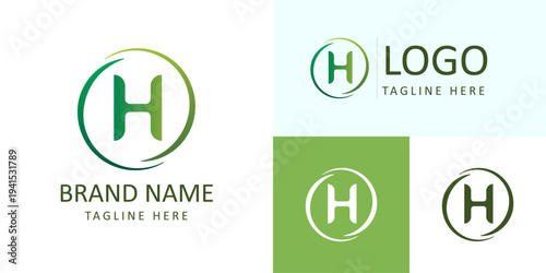 H bio logo in circle shape for eco healthcare biotechnology brand identity