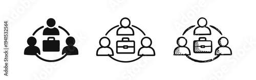Business Collaboration and Partnership Icons Set - Teamwork and Deal Concept