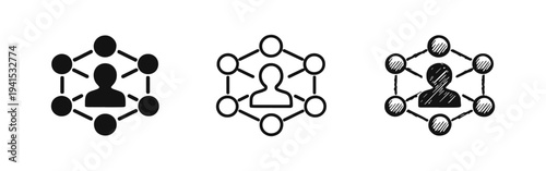 Social Network and Networking Icons Set - Connection and Community Concept