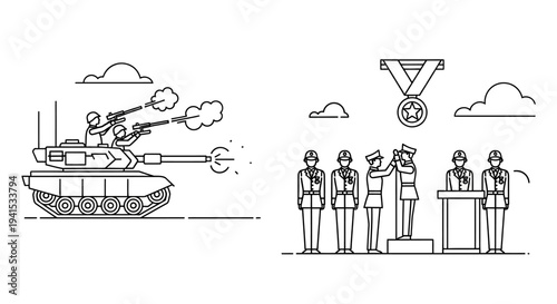 Military Tank Firing and Award Ceremony with Medal