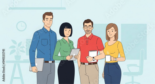 Diverse team of professionals collaborating in modern office