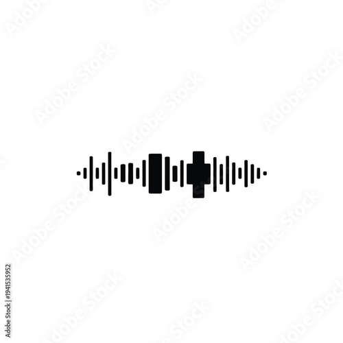 Black and white sound wave on white background audio wave podcast recording