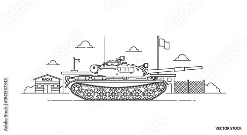 Military Tank Illustration - Vector Art