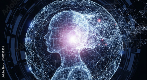 Digital Human Brain with Neural Network Visualization.