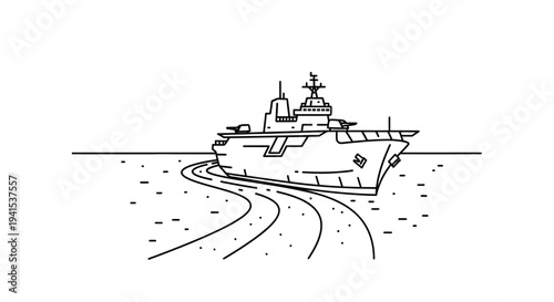 Modern Warship Navigating Through Calm Waters