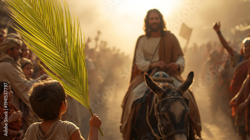 Palm Sunday Christian Celebration with Palm Leaves – Jesus’ Triumphal Entry into Jerusalem