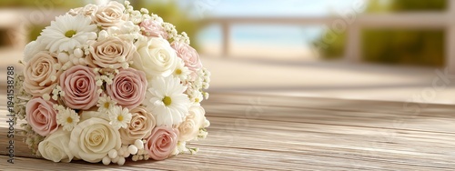 Soft pink roses bloom in gentle curves