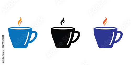 coffee cup icon set. tea cup icon set.