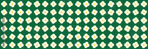 Cute modern simple daisy flower on green vector seamless pattern, bold spring background for textile and packaging design