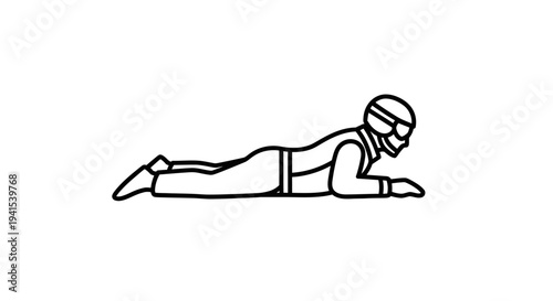 Racer Lying Down, Ready to Start, Minimalist Line Art