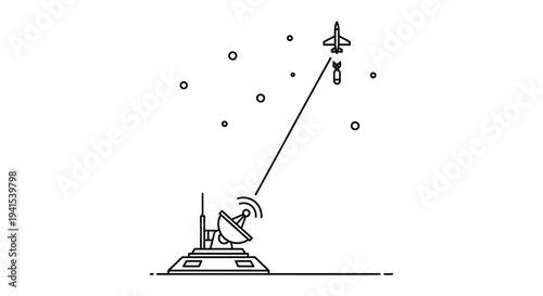 Radar tracking missile launched from airplane in sky with stars