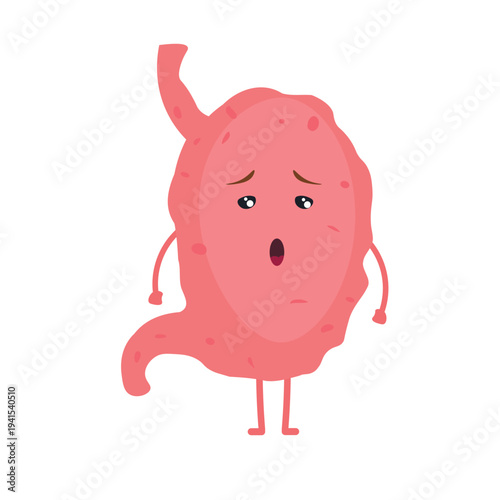 Sad unhealthy sick stomach. Vector modern style cartoon character illustration icon design. help unhealthy stomach concept