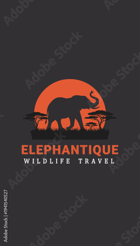 Elephant Silhouette Logo Design Element.