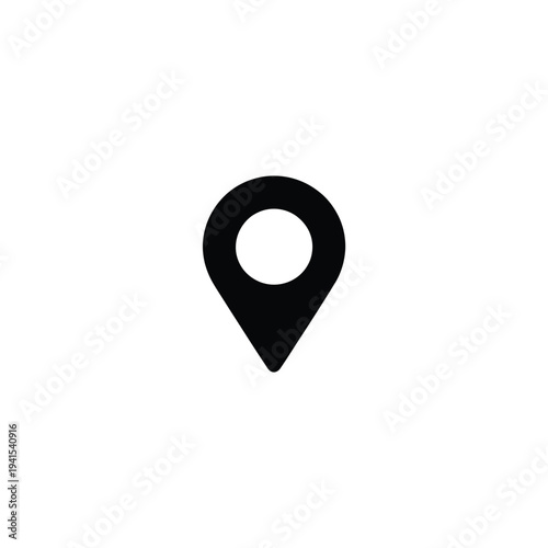 Solid fill of a black location pin with white center circle