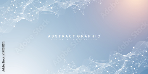 Modern digital technology background design with molecular plexus lines and dots. Futuristic network connection. Abstract mesh, big data technology, ai, science, cyberspace.
