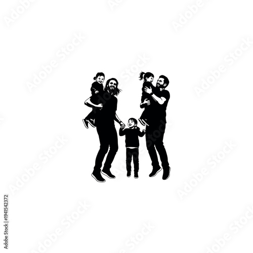 Happy Family with Children Playing Together.