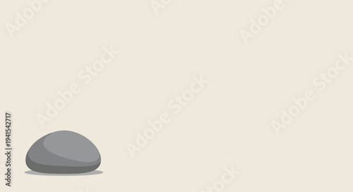 A minimalist illustration of a single, smooth, gray stone resting on a pale, neutral background, evoking a sense of calm and simplicity