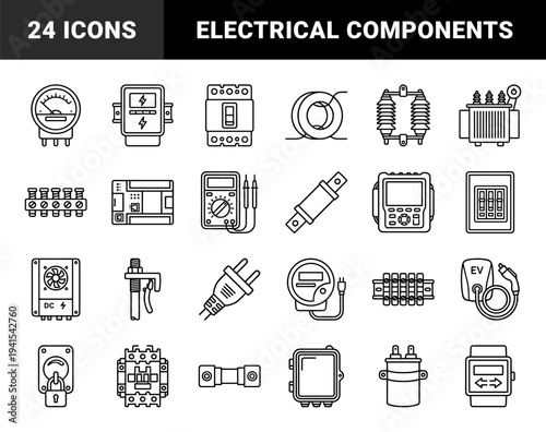 Electrical engineering and power distribution components for industrial technical documentation. High-voltage infrastructure and circuit protection monoline elements.