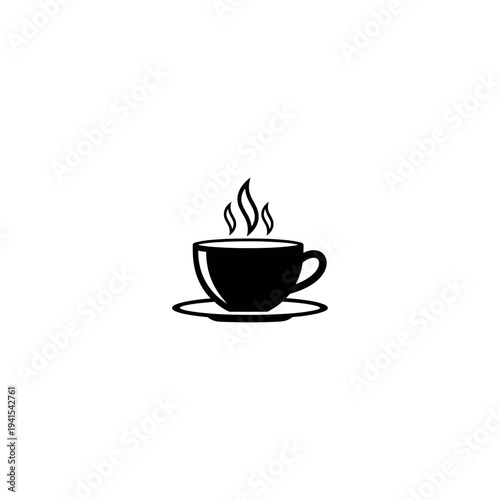 Black Coffee Cup with Steam Illustration.