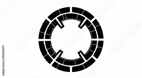 Abstract circular geometric design with modern, technological feel