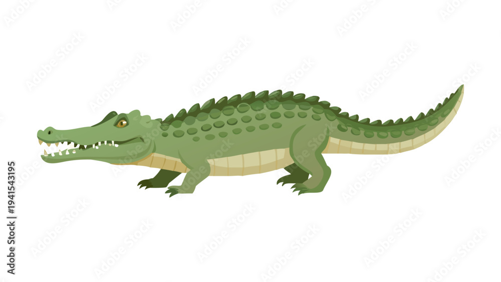 Fototapeta premium Green Crocodile Wild Reptile Animal Cartoon Illustration