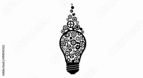 Creative lightbulb filled with intricate gears symbolizing innovation and new ideas.