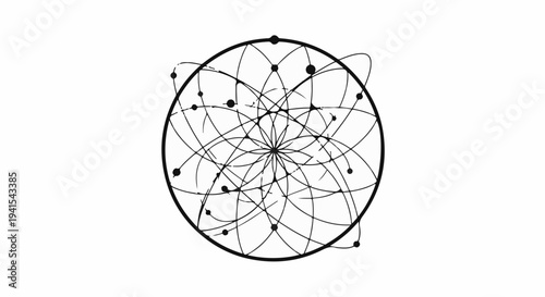 Abstract geometric network of interconnected nodes and lines symbolizing global connection and technology.