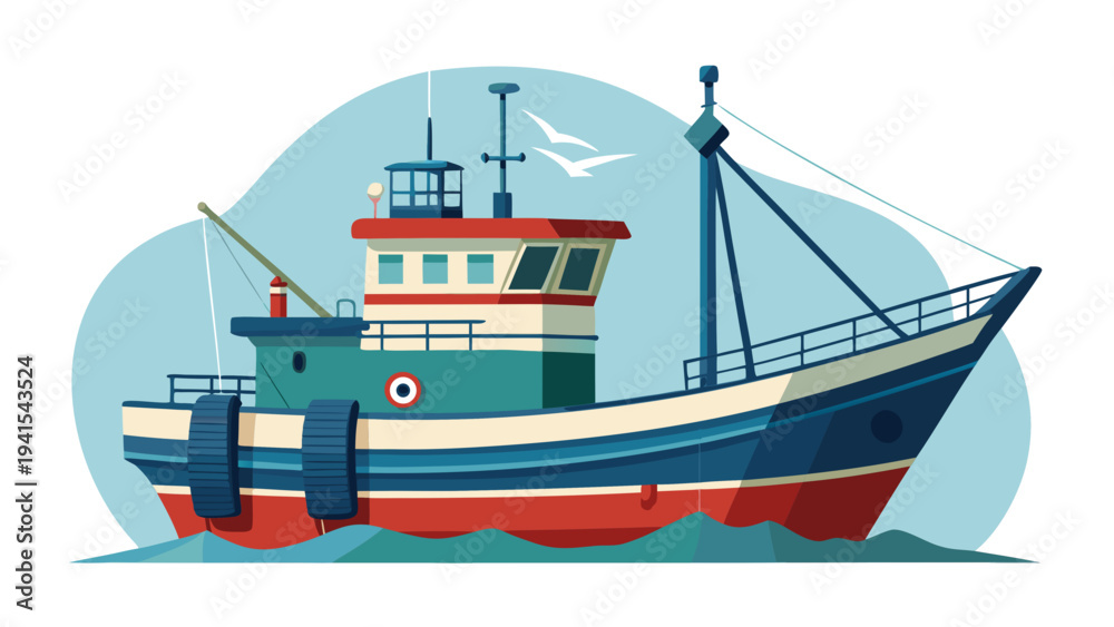 Fototapeta premium Traditional Fishing Boat at Sea Maritime Industry