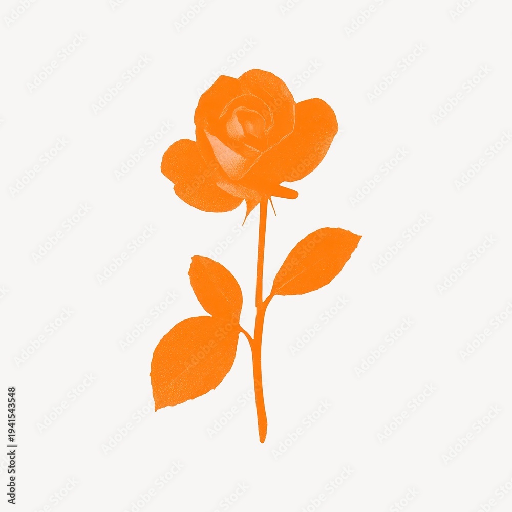 Fototapeta premium Vibrant orange rose illustration.