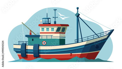 Traditional Fishing Boat at Sea Maritime Industry