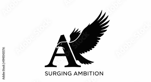 Bold eagle silhouette soaring above letter A, representing ambition and achievement