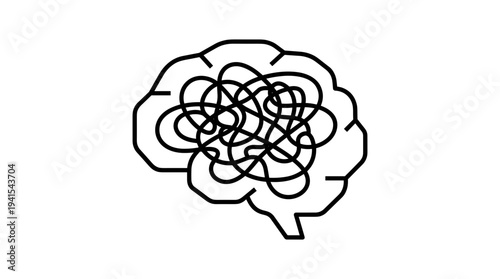 Abstract illustration of a brain with tangled lines representing chaos  