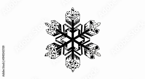 Intricate snowflake illustration with detailed crystalline structure
