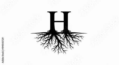Bold letter H with intricate roots, representing growth and heritage