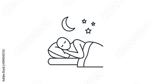 Person sleeping peacefully in bed under stars and moonlight  