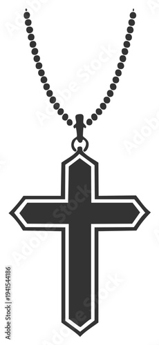 Christian Cross Necklace Pendant with Beaded Chain Religious Symbol Jewelry