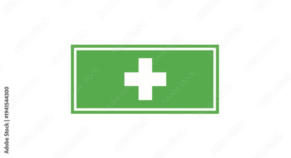 Obraz premium First Aid Medical Cross Green Emergency Sign