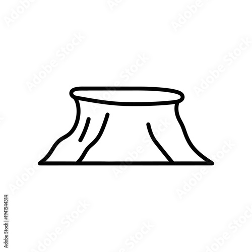 A simple black line drawing of a tree stump set against a plain white background, creating a minimalist and elegant visual effect with clear outlines.
