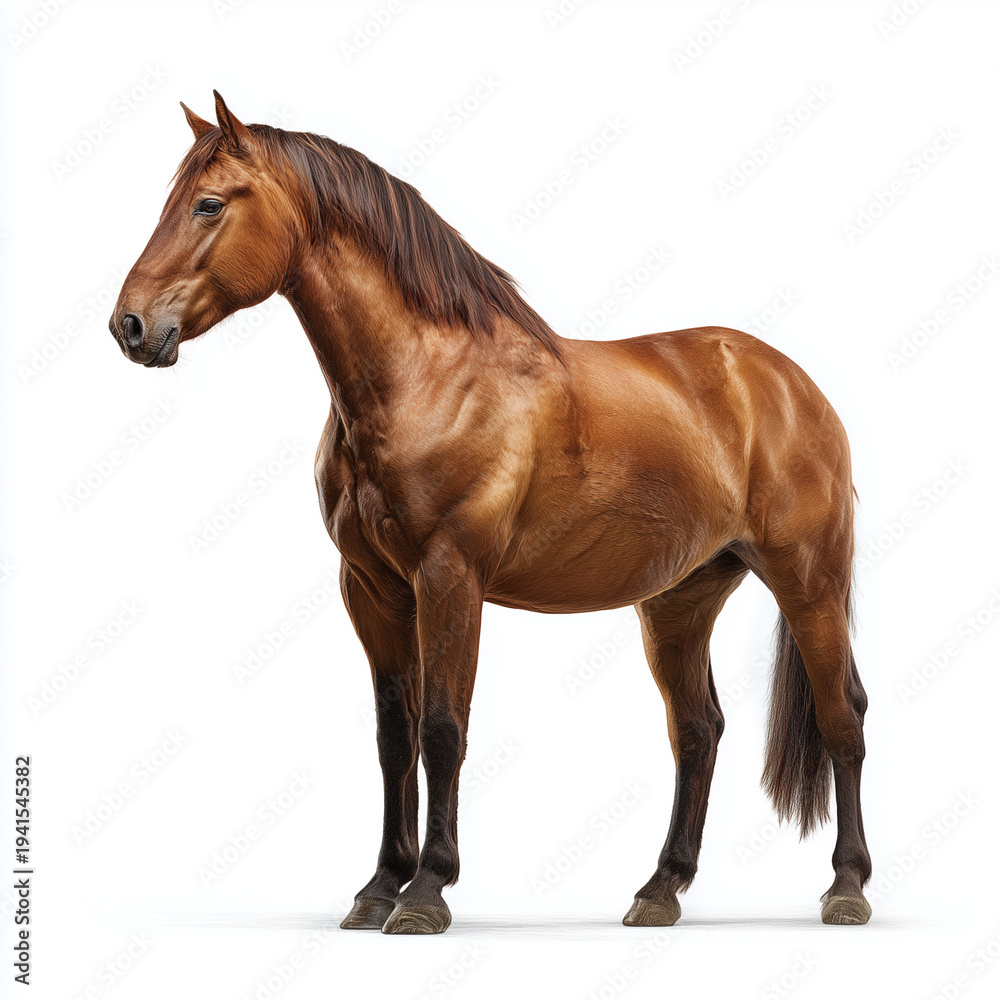 Obraz premium Horse standing majestic 1 – made with generative AI - white background - PNG