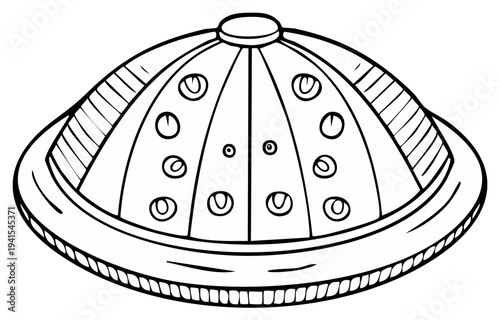 Vintage Pith Helmet Outline Illustration For Exploration And Adventure