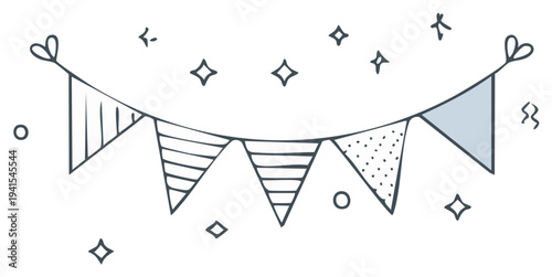 Doodle drawing of bunting flags with stars