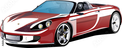 Vibrant red luxury sports car illustration with modern design and a sleek convertible top for high-performance driving.