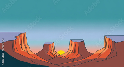 Sunset Over Grand Canyon with Vibrant Colors.