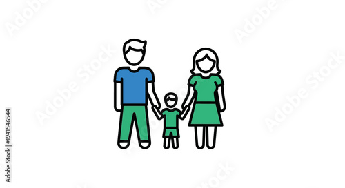 Family of three holding hands together.